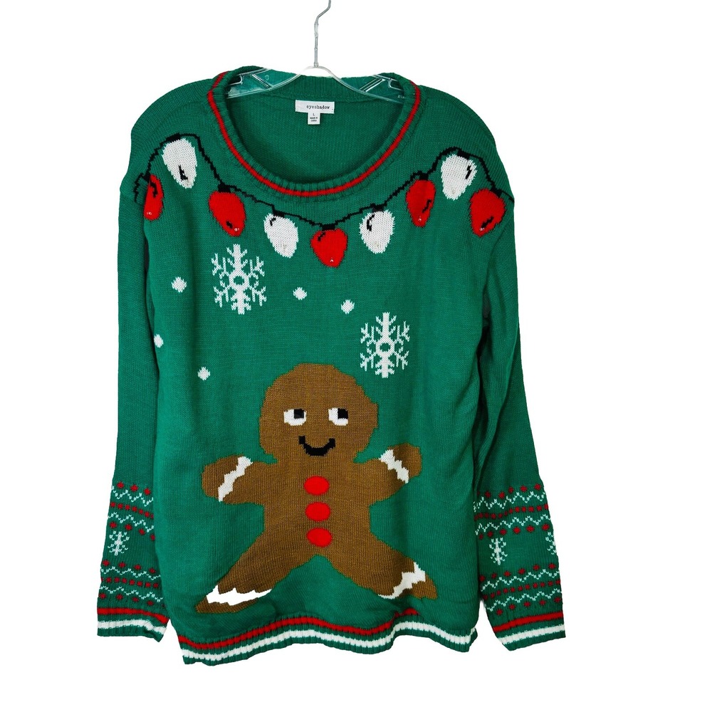 Light Up Christmas Ornaments Gingerbread Ugly‎ Christmas Sweater Holiday Party L